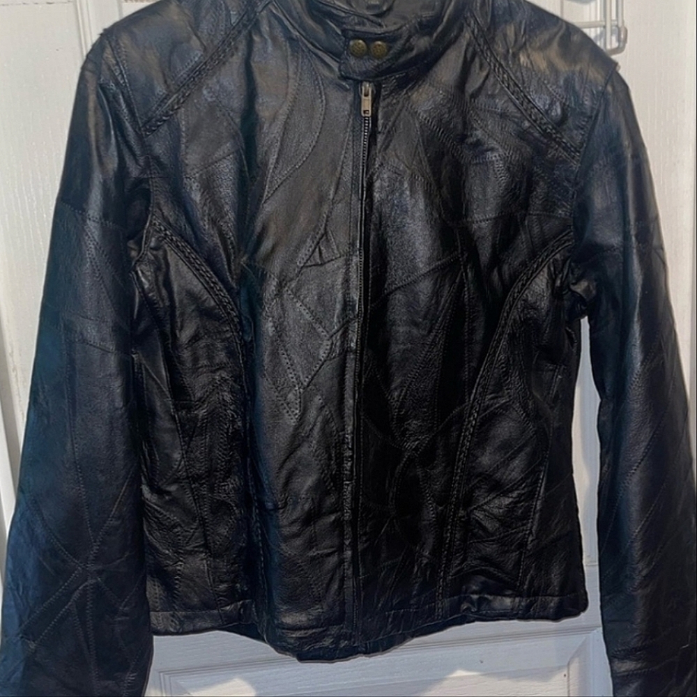Authentic Leather Patch-Stitch Coat/Jacket - image 5